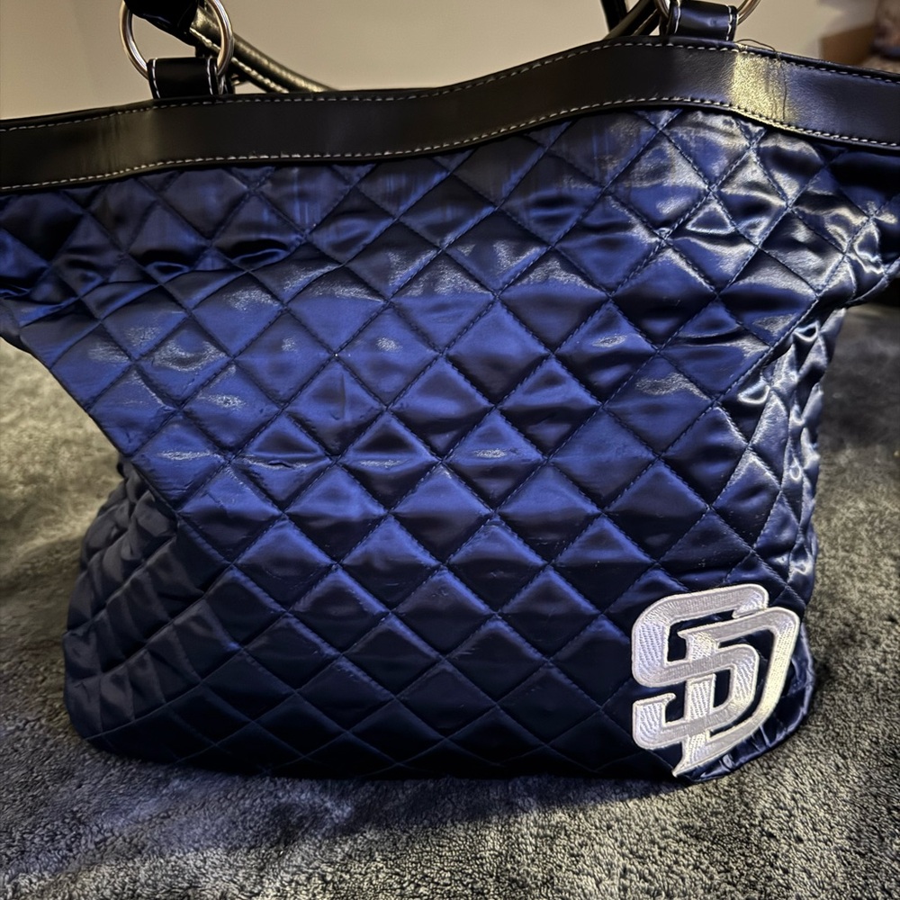 Elegant Quilted Blue Tote Bag